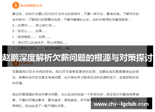 赵鹏深度解析欠薪问题的根源与对策探讨 赵鹏深度解析欠薪问题的根源与对策探讨